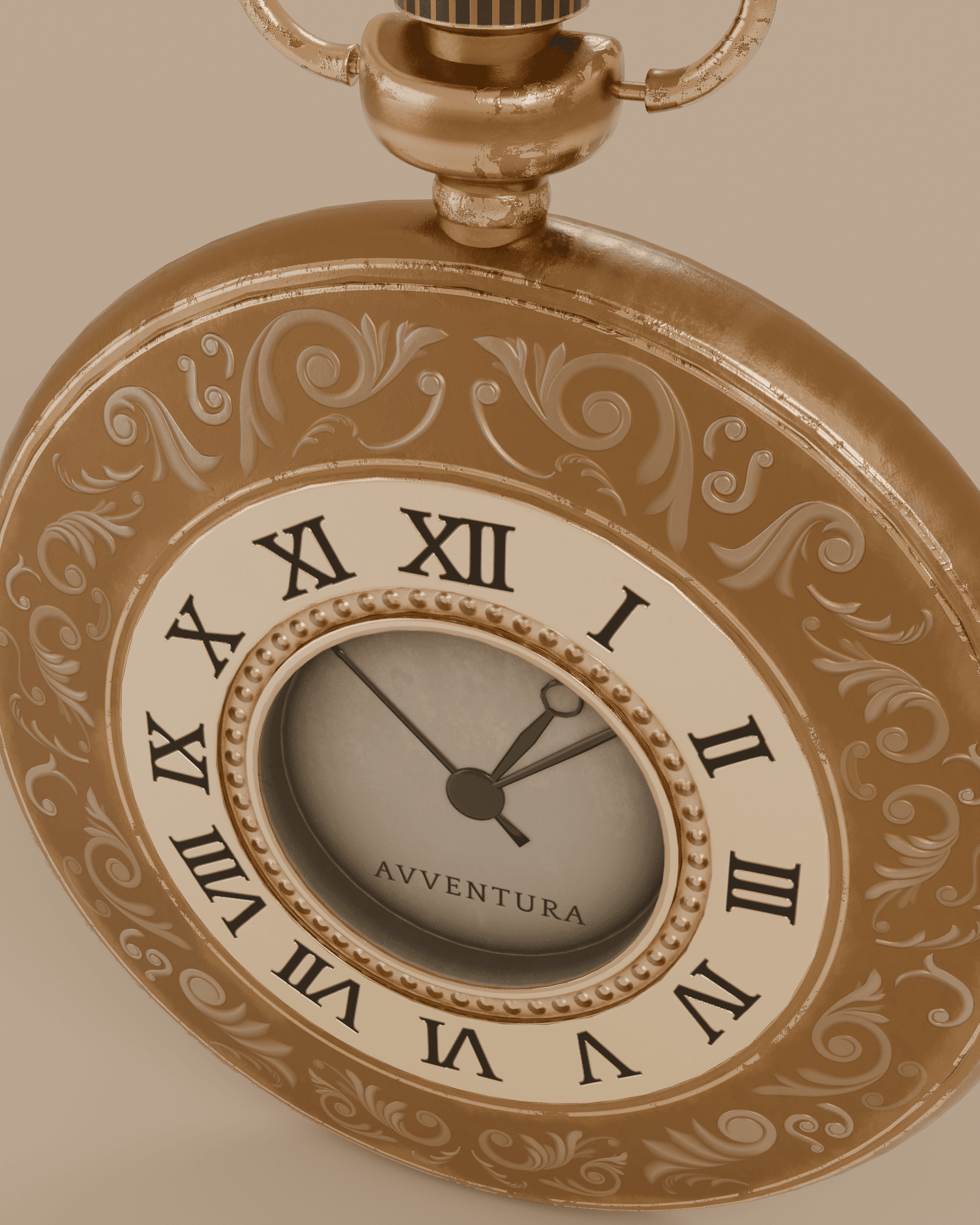Detail of the watch crown, bow and winding stem