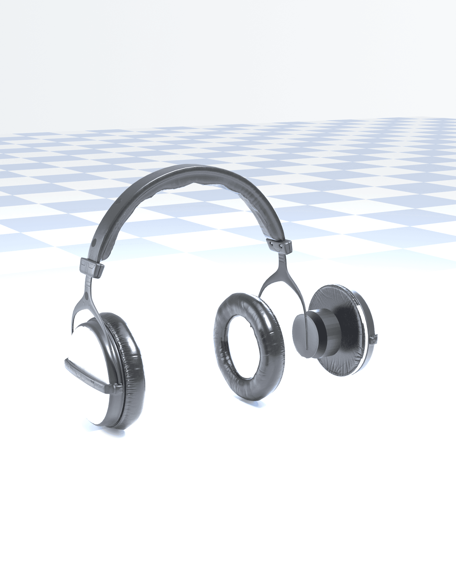 Cropped detail of the ear cushion pulled toward the listener, opening the gap onto the driver